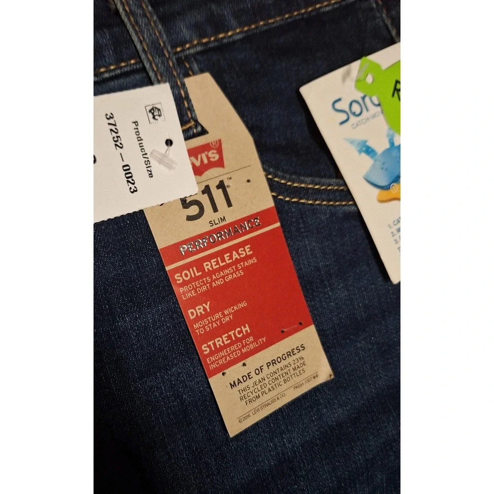 Levi's Performance 511 Slim Denim Dark Blue Jeans Stretch Sz 30x30 20 Reg Men's
